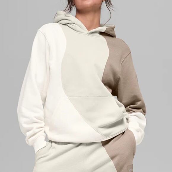 Alo Tops - Alo Yoga Make Waves Hoodie Ivory Bone Gravel XS Womens / XXS Mens Sweatshirt EUC